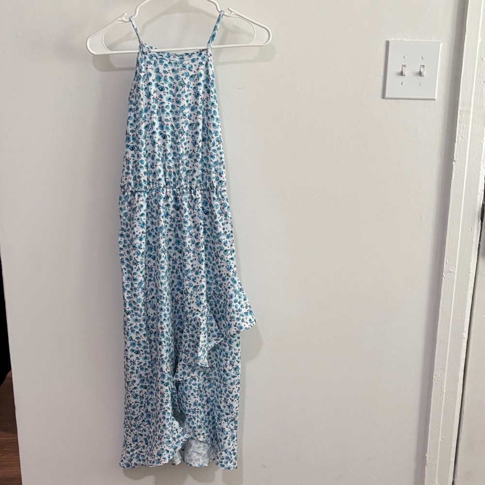 Floral Blue and White Maxi Dress